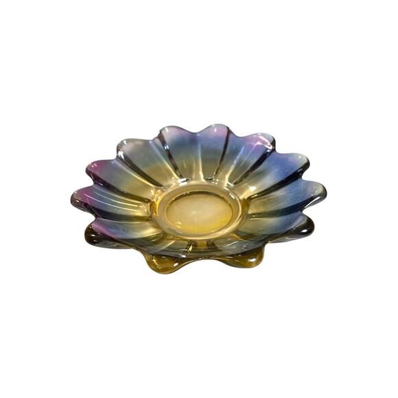 VTG Federal Glass Celestial Iridescent Art Glass Trinket Dish Candy Snack Bowl - Picture 2 of 7